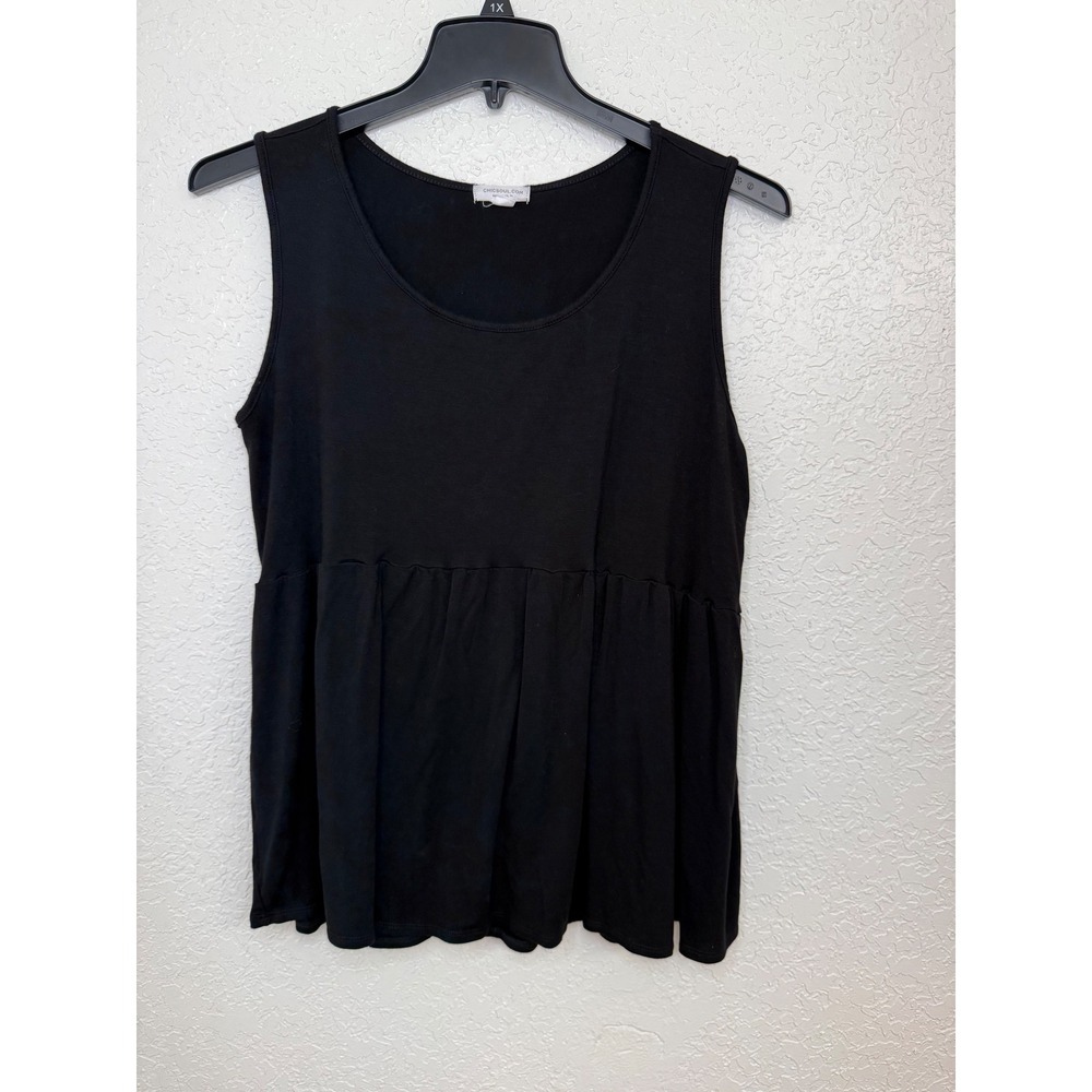 Chic Soul Black Sleeveless Babydoll Top Plus Size‎ 2X Round Neck